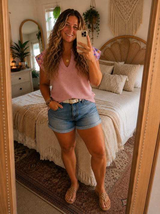 Lace Trim V-Neck Tank